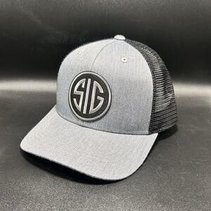 SIG Sauer Trucker Men's Grey Black Mesh Snap Back Cotton Blend Adjustable